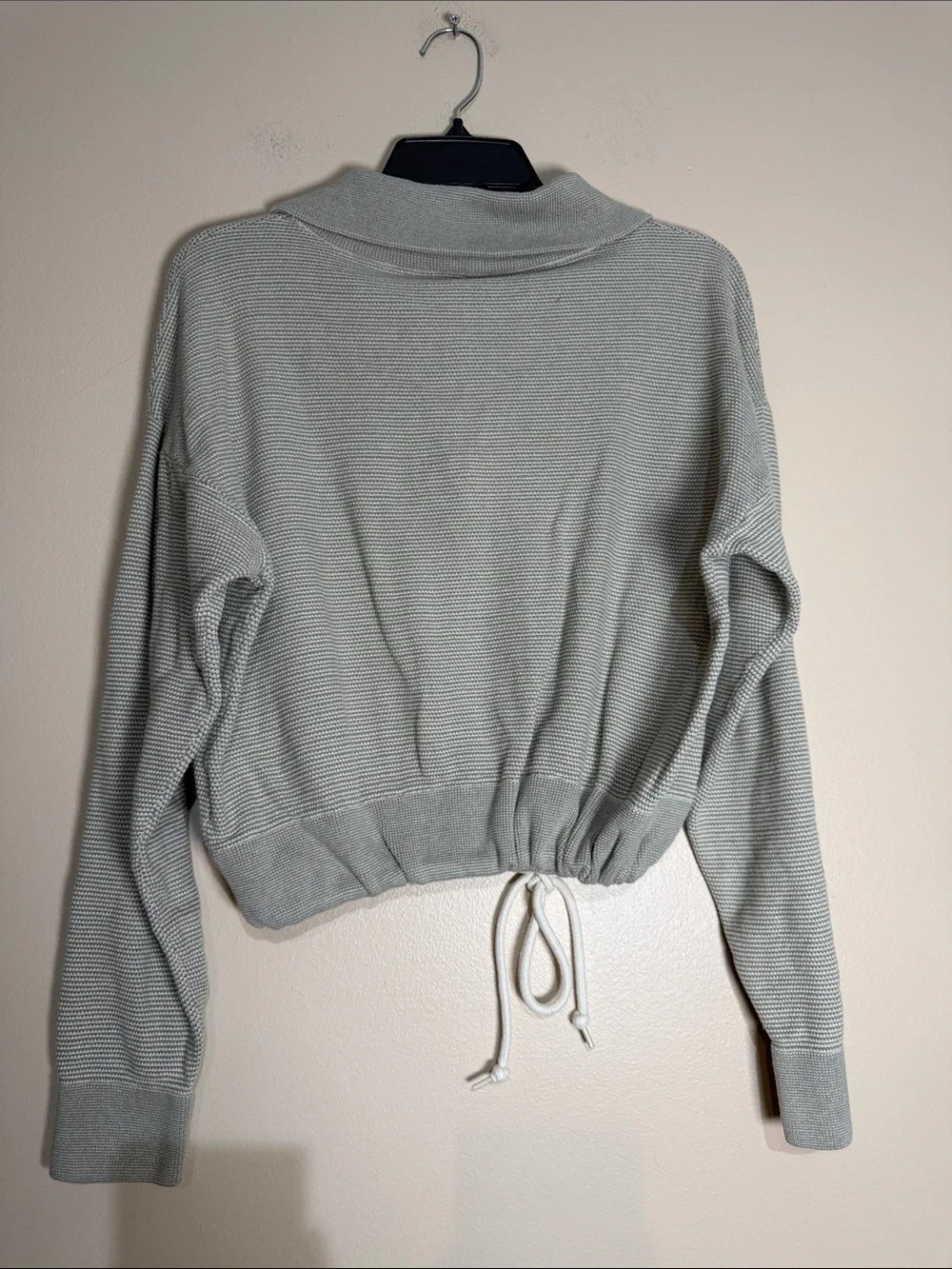 Varley Waffle-Knit Zip Pullover in Light Sage